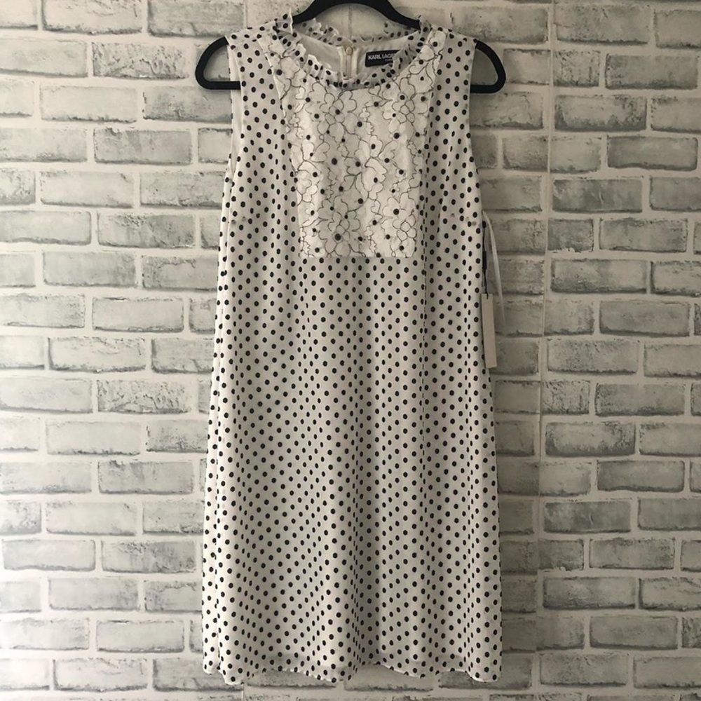 Karl Lagerfeld white and black polka dot dress - Picture 2 of 4